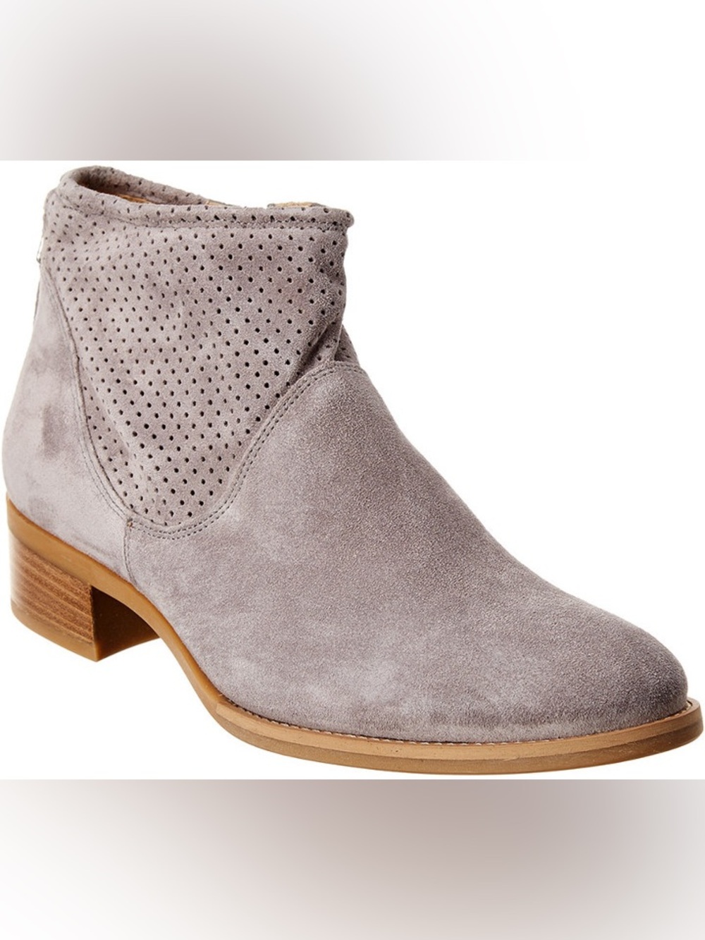 Mi.iM Boutique Grey Suede Ankle Booties Wooden Block Heel Size 9